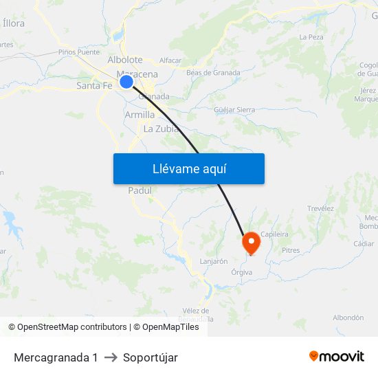 Mercagranada 1 to Soportújar map