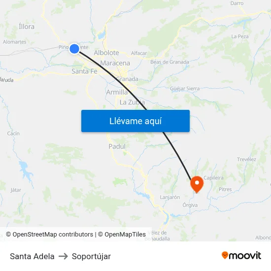 Santa Adela to Soportújar map
