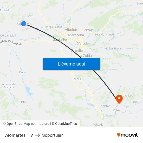 Alomartes 1 V to Soportújar map