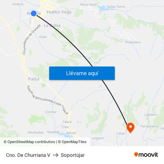 Cno. De Churriana V to Soportújar map