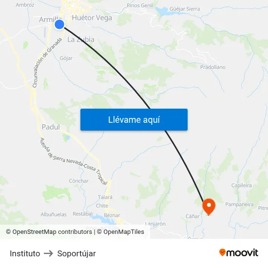 Instituto to Soportújar map