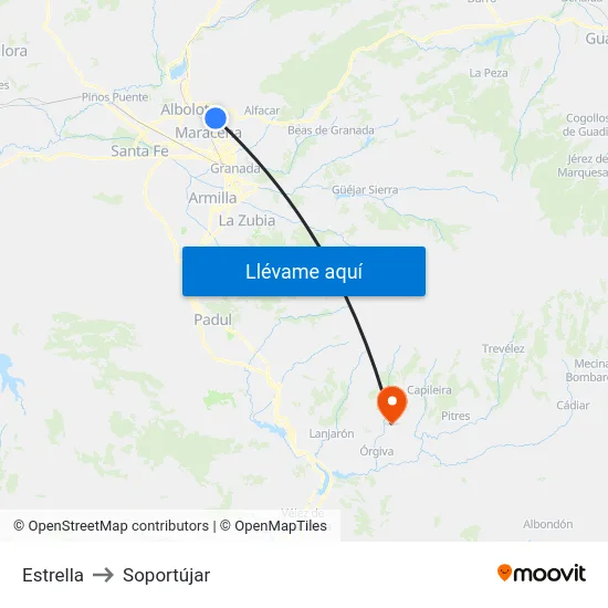Estrella to Soportújar map