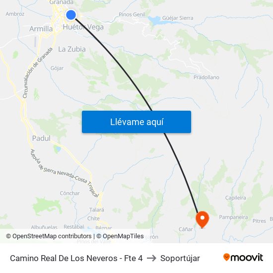 Camino Real De Los Neveros - Fte 4 to Soportújar map