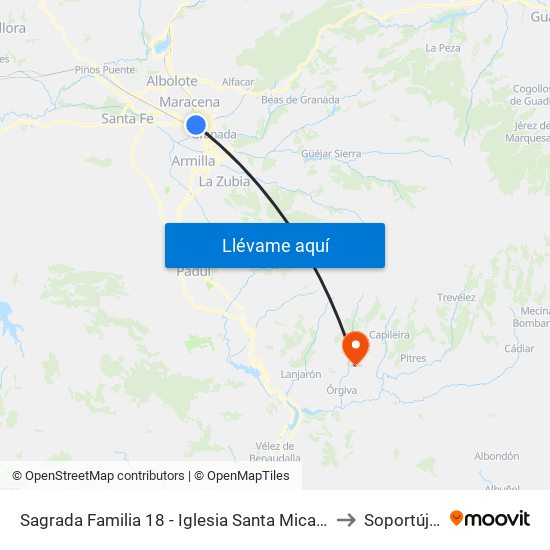 Sagrada Familia 18 - Iglesia Santa Micaela to Soportújar map