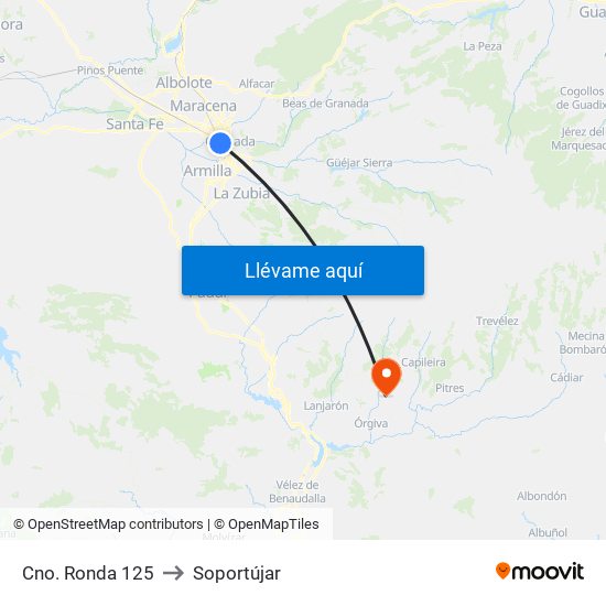 Cno. Ronda 125 to Soportújar map