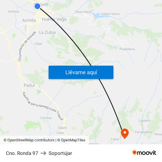 Cno. Ronda 97 to Soportújar map