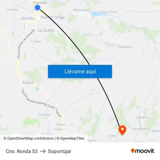 Cno. Ronda 53 to Soportújar map