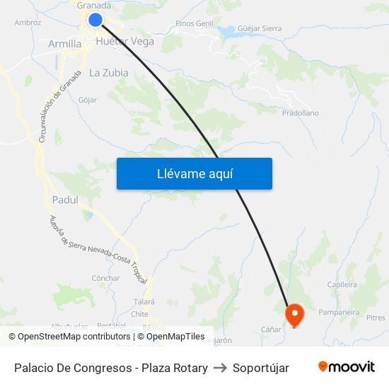 Palacio De Congresos - Plaza Rotary to Soportújar map