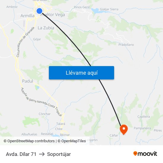 Avda. Dílar 71 to Soportújar map