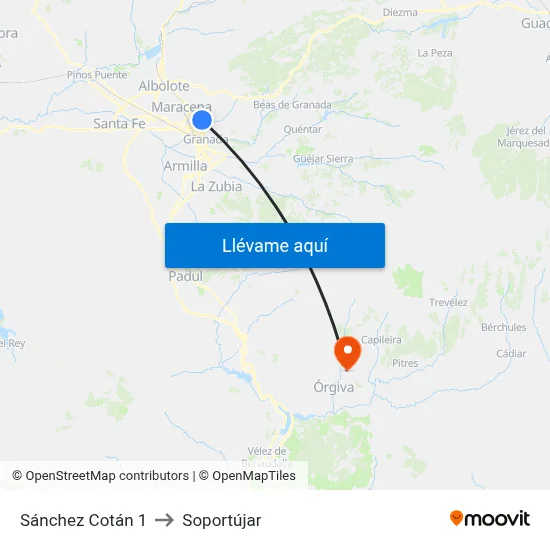 Sánchez Cotán 1 to Soportújar map
