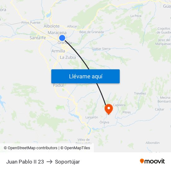Juan Pablo II  23 to Soportújar map