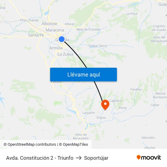 Avda. Constitución 2 - Triunfo to Soportújar map