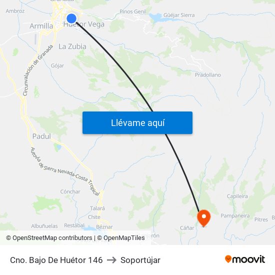 Cno. Bajo De Huétor 146 to Soportújar map