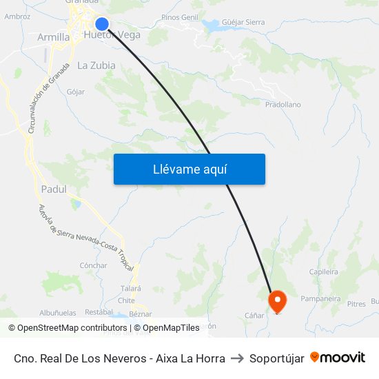 Cno. Real De Los Neveros - Aixa La Horra to Soportújar map