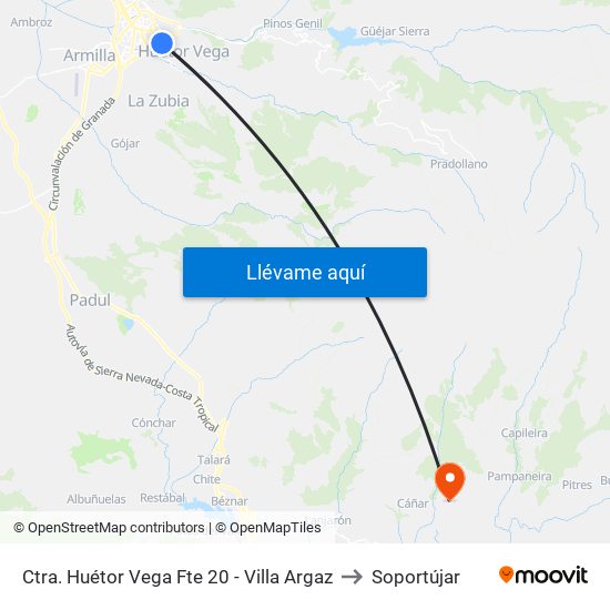 Ctra. Huétor Vega Fte 20 - Villa Argaz to Soportújar map