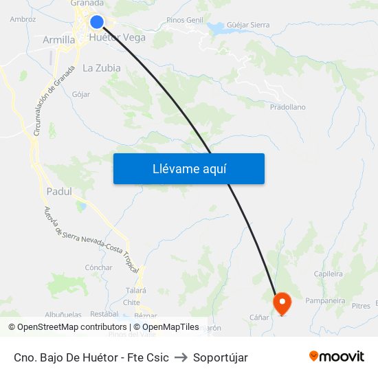 Cno. Bajo De Huétor - Fte Csic to Soportújar map