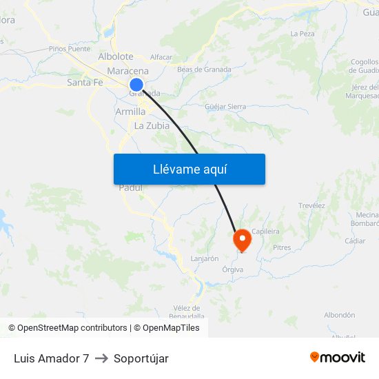 Luis Amador 7 to Soportújar map