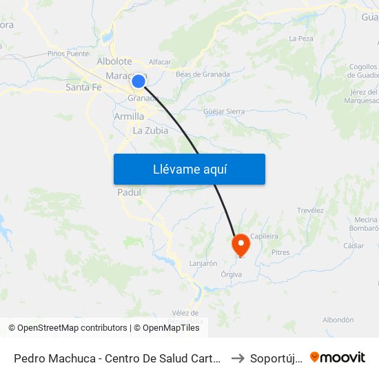 Pedro Machuca - Centro De Salud Cartuja to Soportújar map