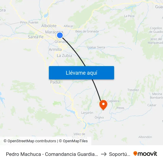 Pedro Machuca - Comandancia Guardia Civil to Soportújar map