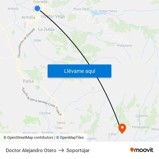 Doctor Alejandro Otero to Soportújar map