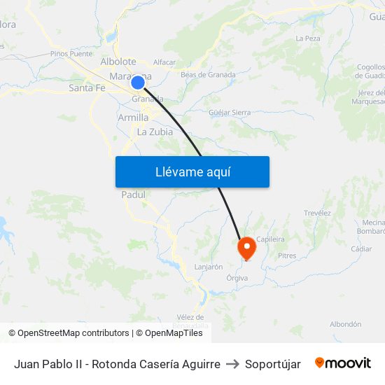 Juan Pablo II - Rotonda Casería  Aguirre to Soportújar map