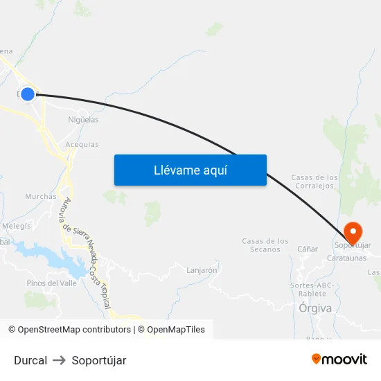 Durcal to Soportújar map
