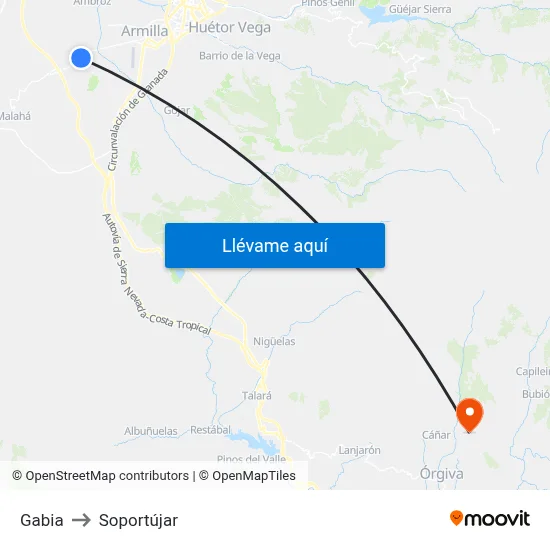 Gabia to Soportújar map