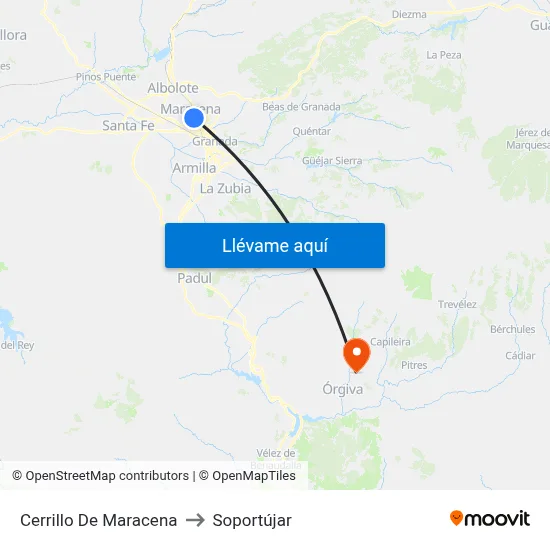 Cerrillo De Maracena to Soportújar map