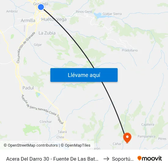 Acera Del Darro 30 - Fuente De Las Batallas to Soportújar map