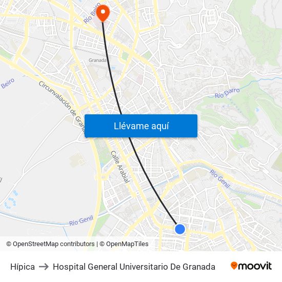 Hípica to Hospital General Universitario De Granada map