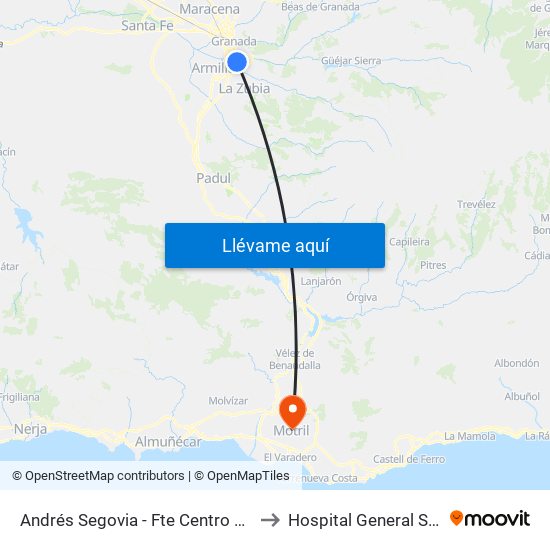 Andrés Segovia - Fte Centro Cívico Zaidín to Hospital General Santa Ana map