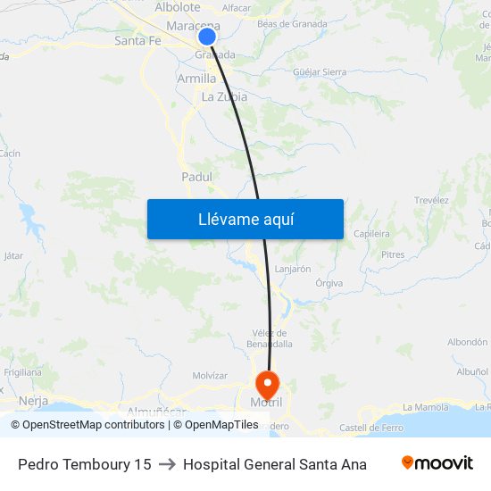 Pedro Temboury 15 to Hospital General Santa Ana map