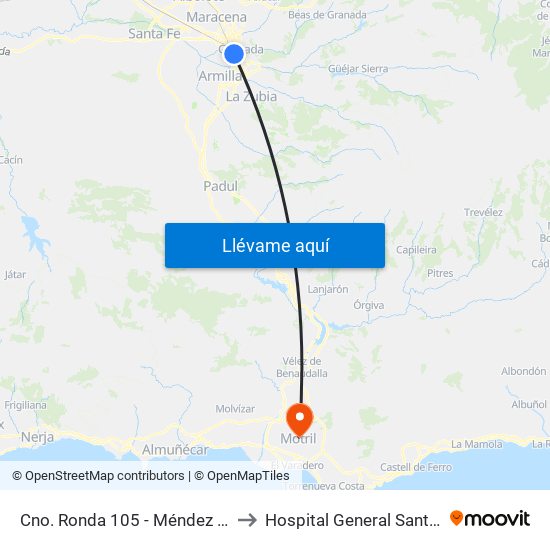 Cno. Ronda 105 - Méndez Núñez to Hospital General Santa Ana map