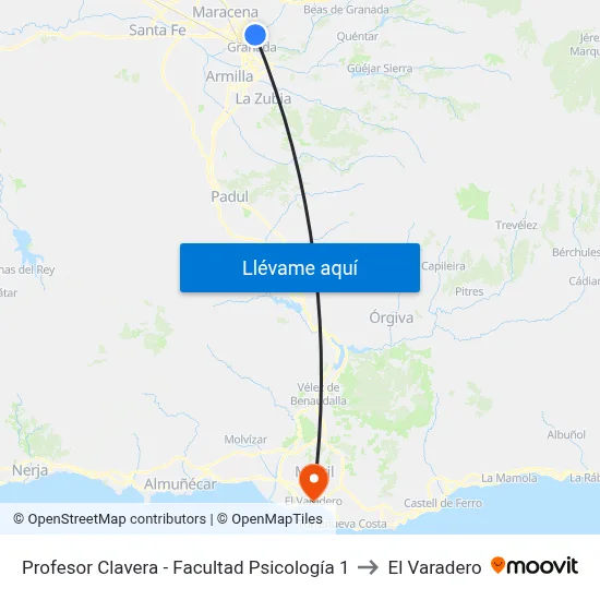 Profesor Clavera - Facultad Psicología 1 to El Varadero map
