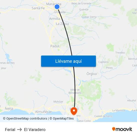 Ferial to El Varadero map