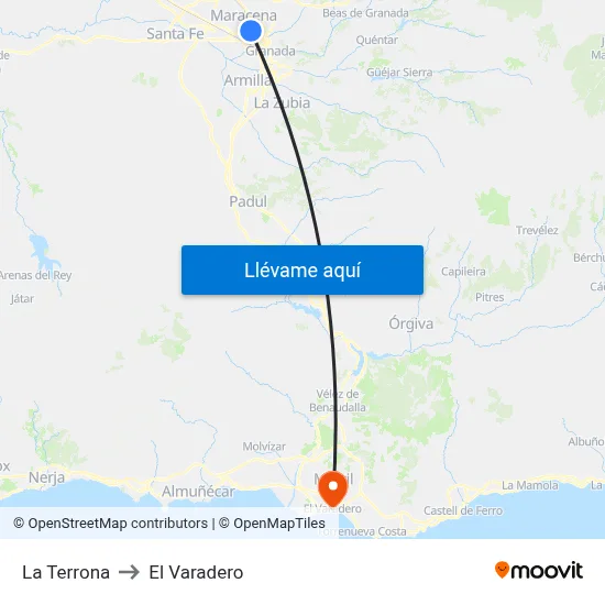 La Terrona to El Varadero map