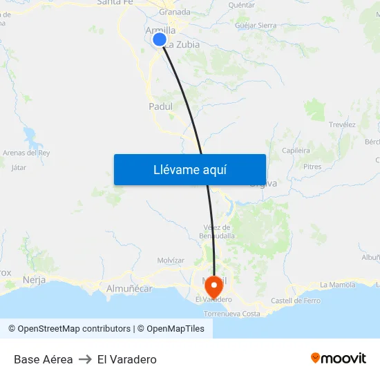 Base Aérea to El Varadero map