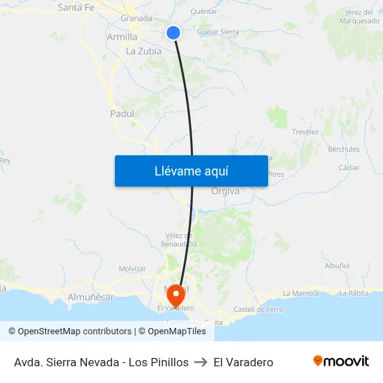 Avda.  Sierra Nevada - Los Pinillos to El Varadero map