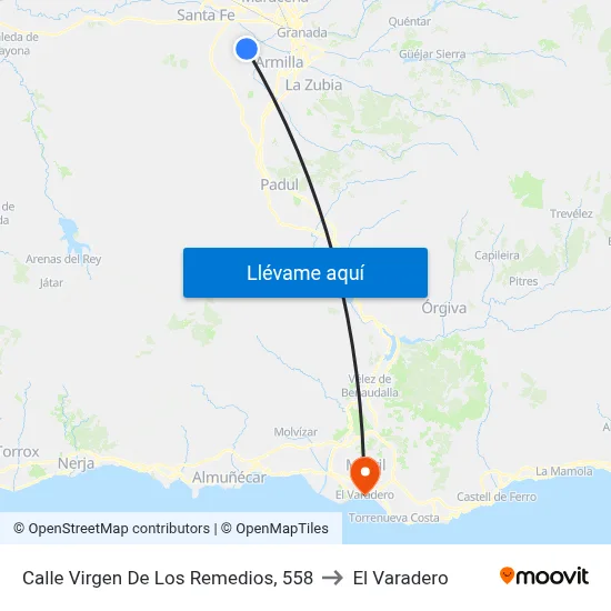 Calle Virgen De Los Remedios, 558 to El Varadero map