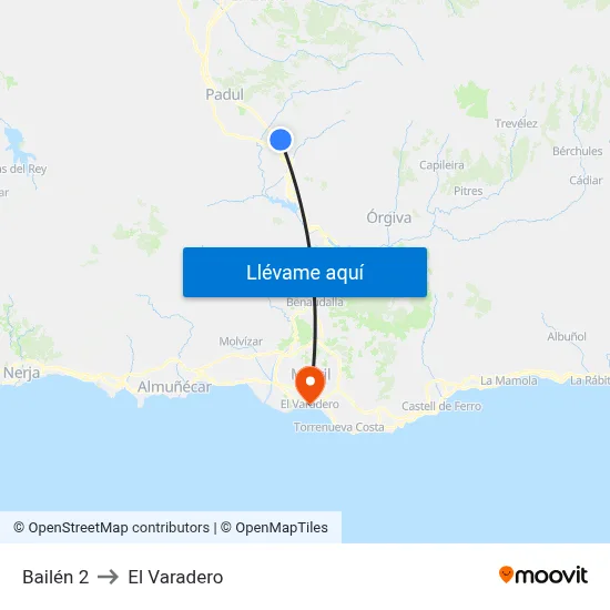 Bailén 2 to El Varadero map