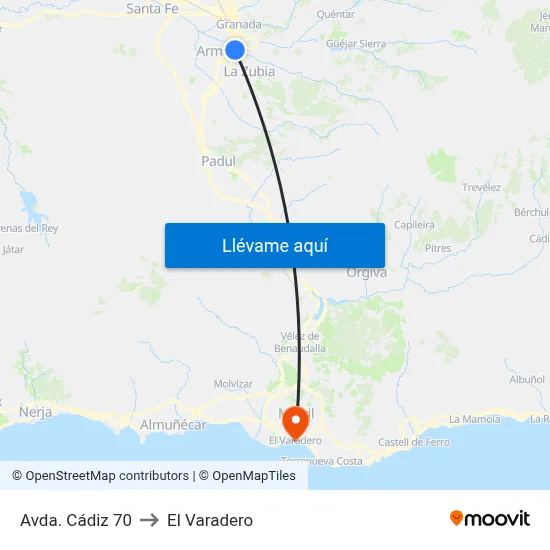 Avda. Cádiz 70 to El Varadero map