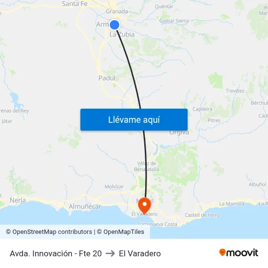 Avda. Innovación - Fte 20 to El Varadero map