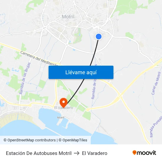 Estación De Autobuses Motríl to El Varadero map