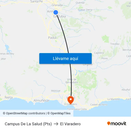 Campus De La Salud (Pts) to El Varadero map