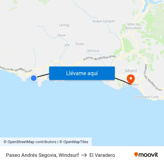 Paseo Andrés Segovia, Windsurf to El Varadero map