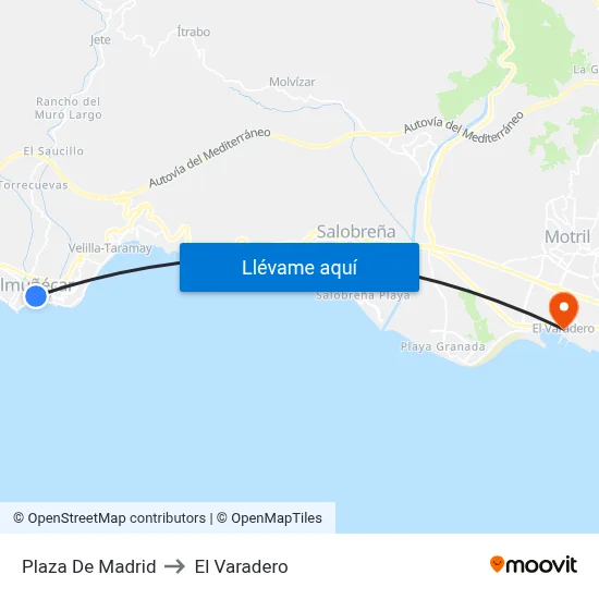 Plaza De Madrid to El Varadero map
