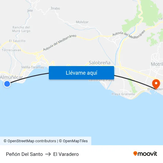 Peñón Del Santo to El Varadero map
