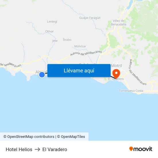 Hotel Helios to El Varadero map