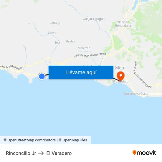 Rinconcillo Jr to El Varadero map