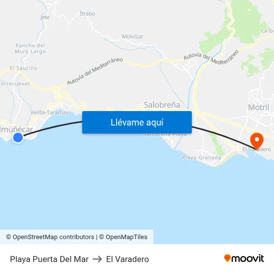 Playa Puerta Del Mar to El Varadero map